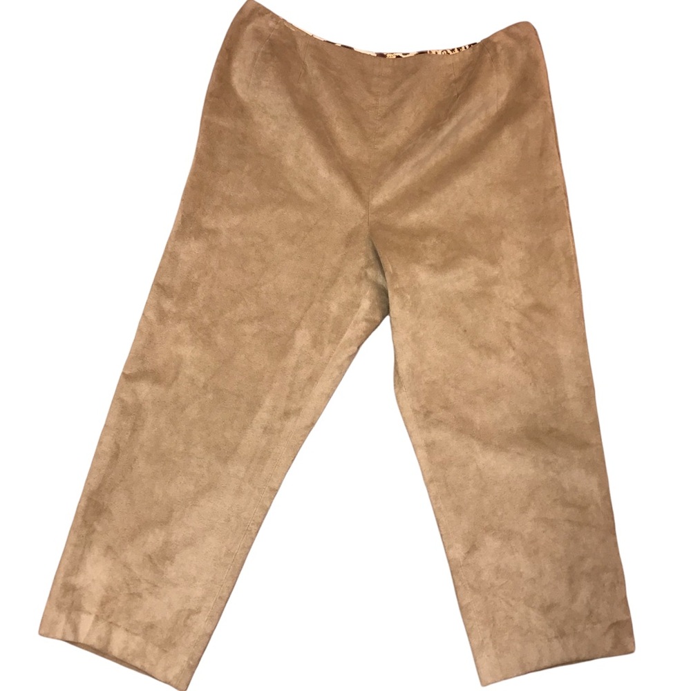 Carlisle faux suede cropped pants size 14 tan